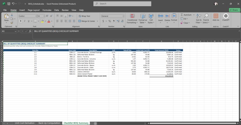 Plan2Takeoff: Structural BOQ & Cost Estimator – screenshot 2