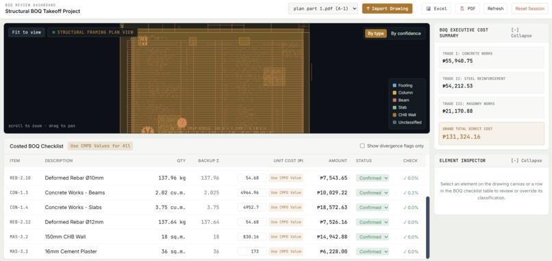 Plan2Takeoff: Structural BOQ & Cost Estimator – screenshot 3