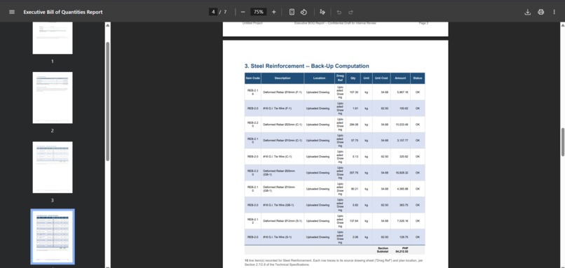Plan2Takeoff: Structural BOQ & Cost Estimator – screenshot 11