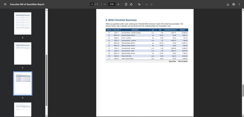 Plan2Takeoff: Structural BOQ & Cost Estimator – screenshot 12