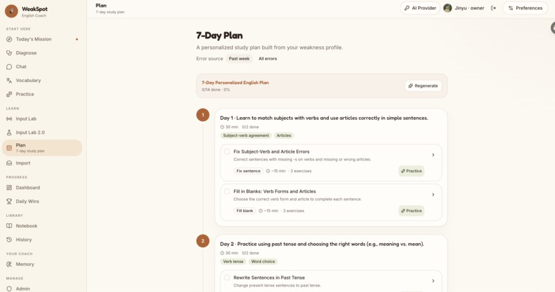WeakSpot English Coach – screenshot 1