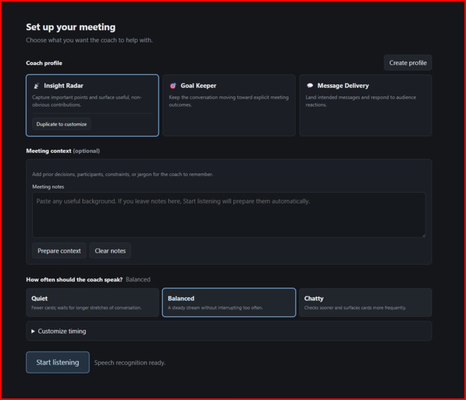 Online Meeting Advisor – screenshot 1