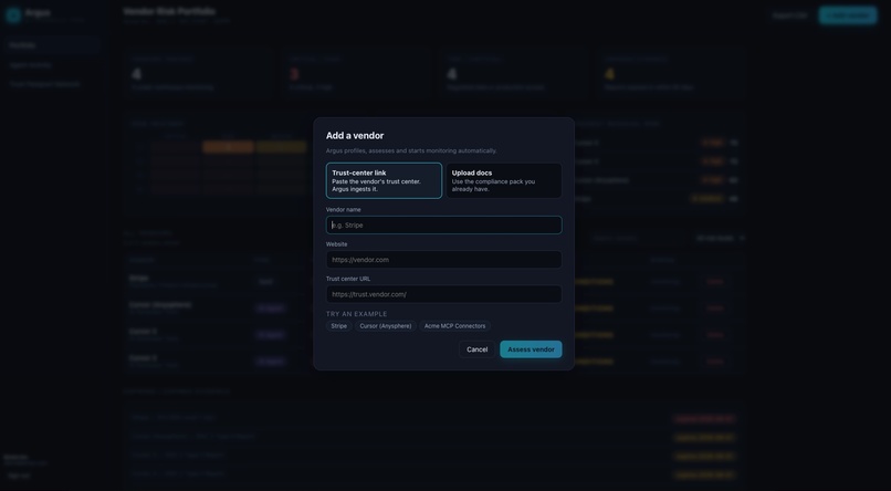 Argus — Autonomous Third-Party Risk Management Workforce – screenshot 1