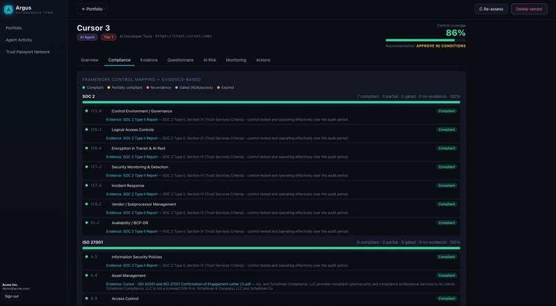 Argus — Autonomous Third-Party Risk Management Workforce – screenshot 3