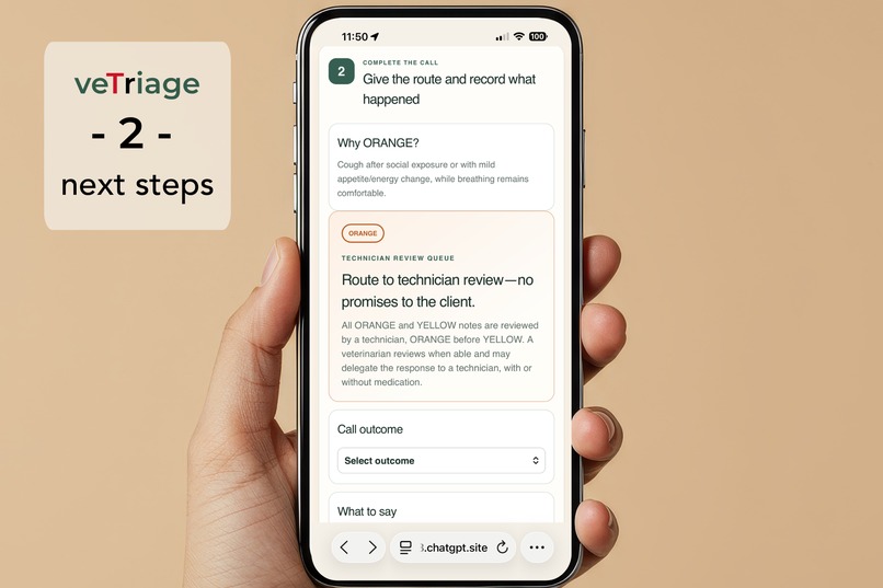 veTriage—Safety-First Vet Phone Triage PWA Built in a Week – screenshot 9
