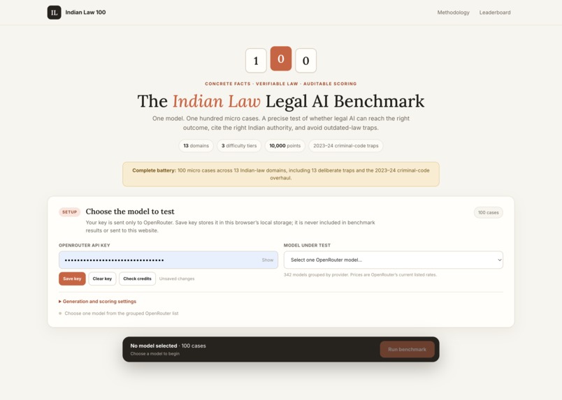 Indian Law 100: Legal AI Benchmark – screenshot 1