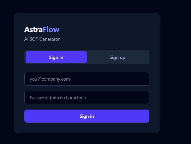 AstraFlow SOP generator – screenshot 2