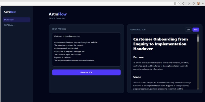 AstraFlow SOP generator – screenshot 4