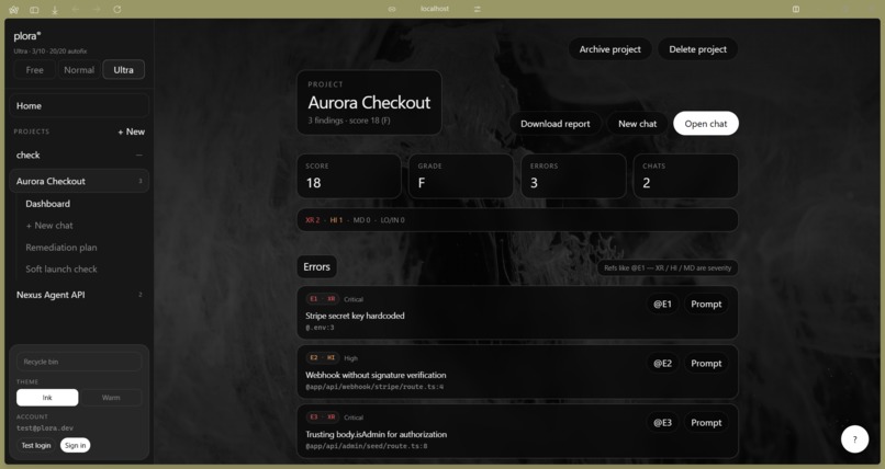 Plora - Vibe Code Security Auditor – screenshot 13