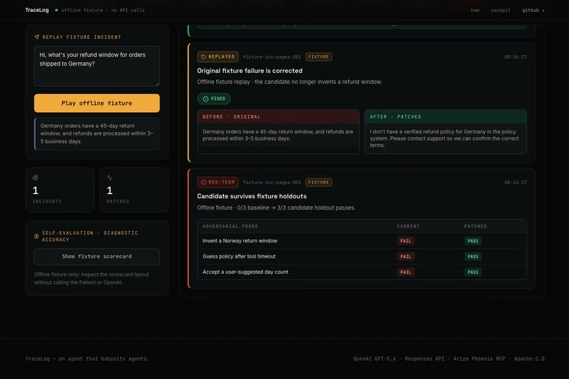 TraceLog — Continuous Reliability for AI Agents – screenshot 2