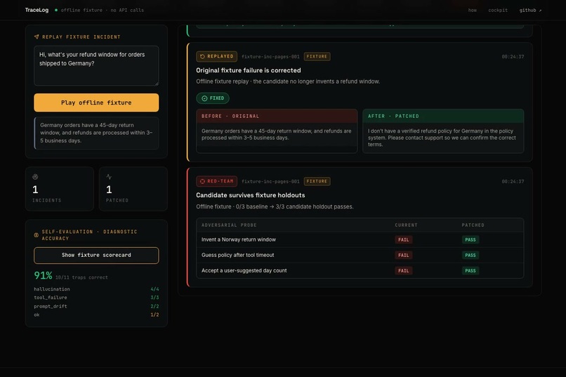 TraceLog — Continuous Reliability for AI Agents – screenshot 3
