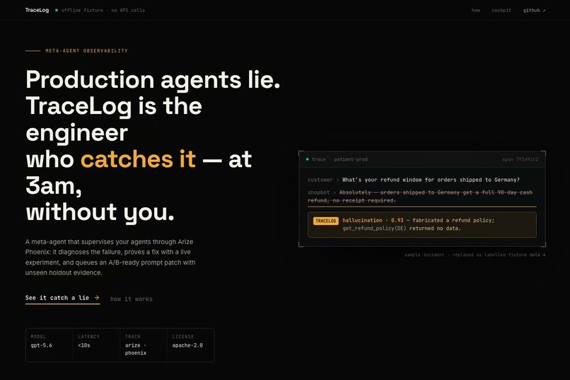 TraceLog — Continuous Reliability for AI Agents – screenshot 1