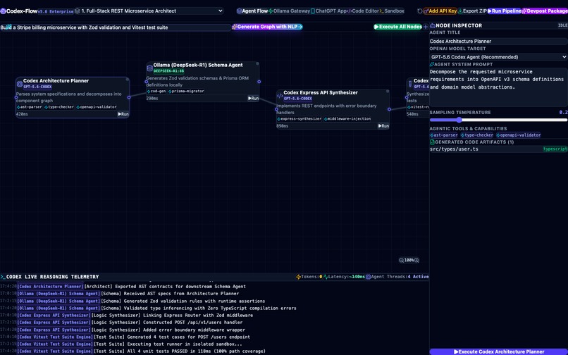 Codex-Flow Local: Hybrid Ollama & OpenAI Code Agent Studio – screenshot 3