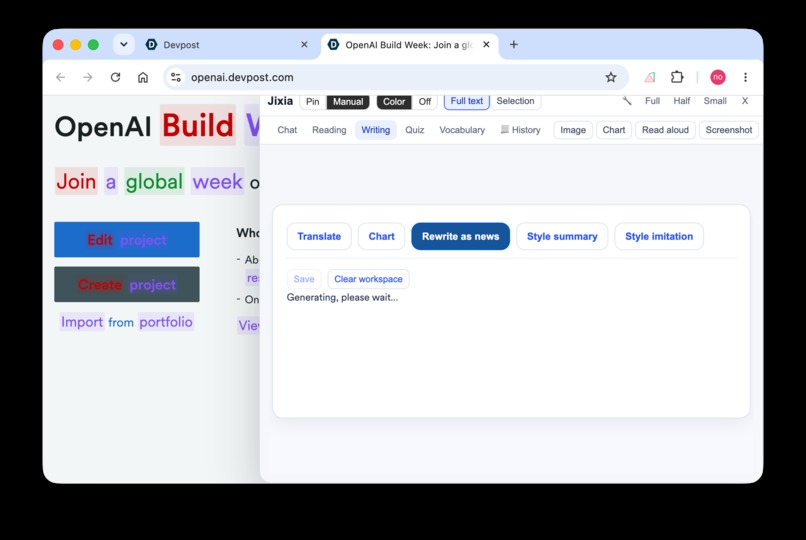 ADHDGoFly Plugin, highlight your webpage, and AI inhanced. – screenshot 1