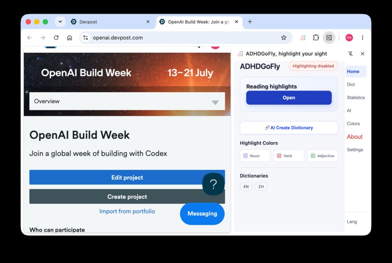 ADHDGoFly Plugin, highlight your webpage, and AI inhanced. – screenshot 5