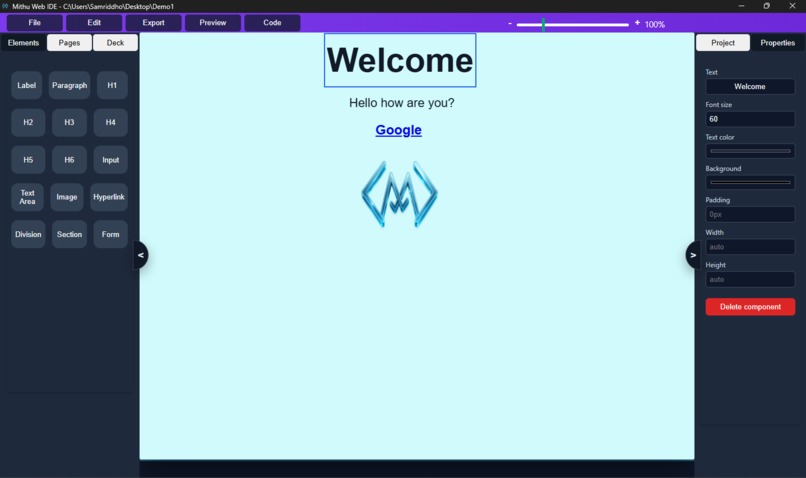 Mithu Web IDE – screenshot 1