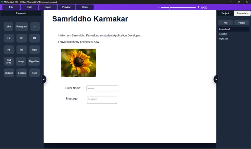 Mithu Web IDE – screenshot 2