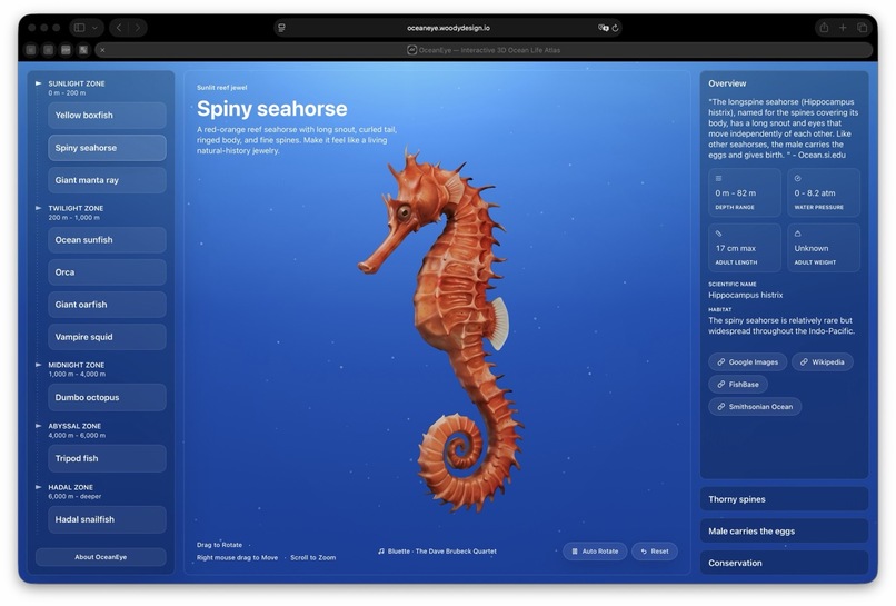 OceanEye - open-source interactive 3D atlas of ocean life – screenshot 1