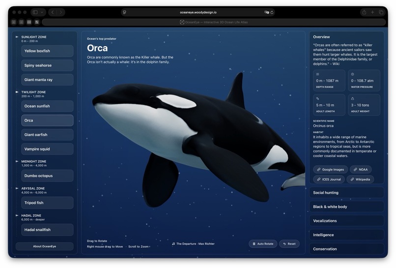 OceanEye - open-source interactive 3D atlas of ocean life – screenshot 3