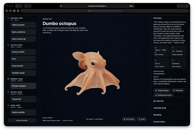 OceanEye - open-source interactive 3D atlas of ocean life – screenshot 5