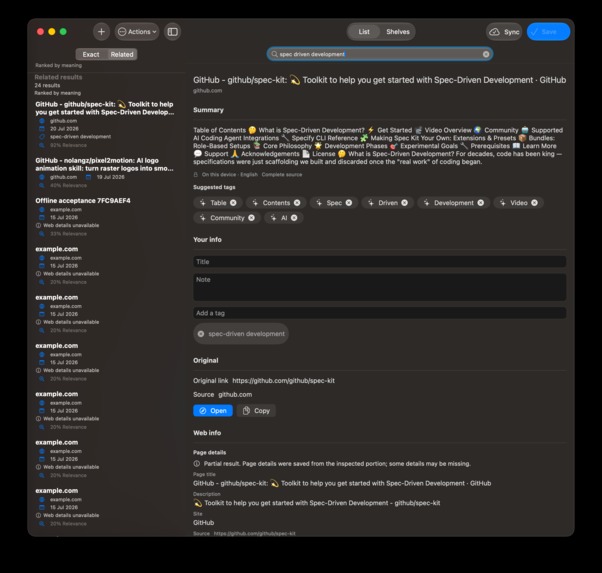 Shelfmark: A private semantic library for the web – screenshot 3