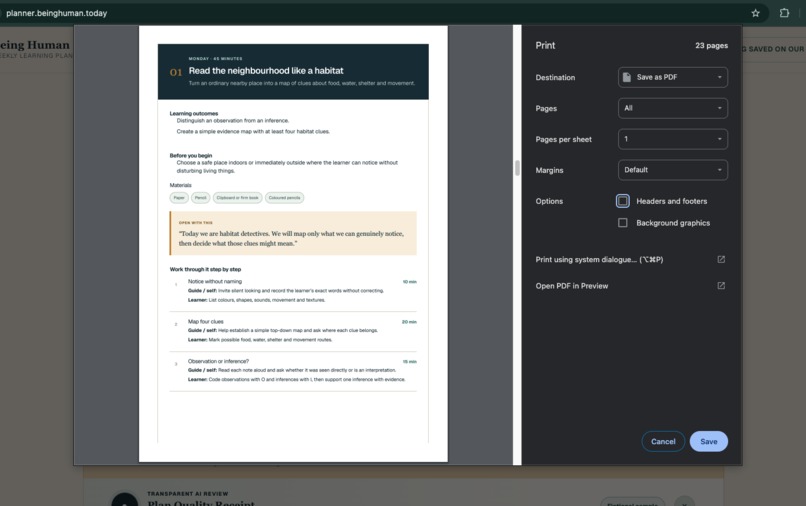 Being Human – Weekly Learning Planner – screenshot 5