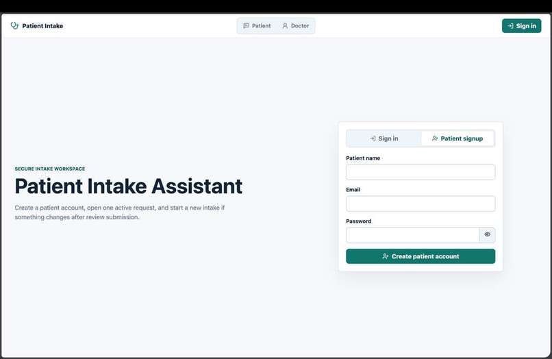 Patient Intake Assistant – screenshot 2