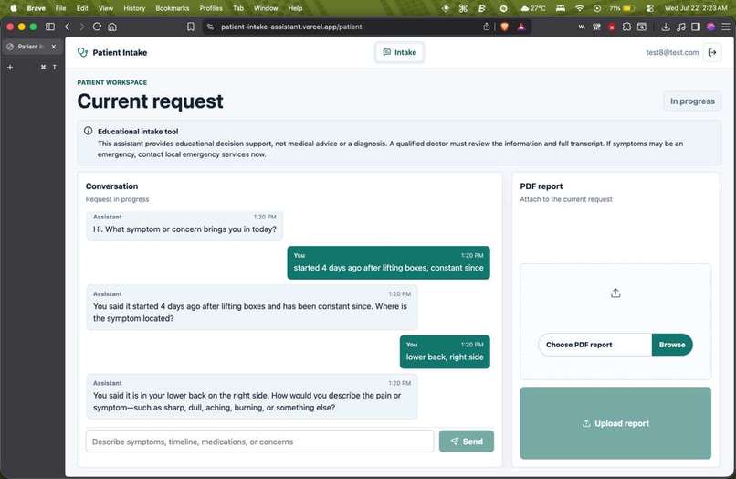 Patient Intake Assistant – screenshot 3