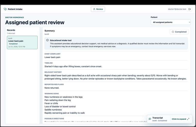Patient Intake Assistant – screenshot 4