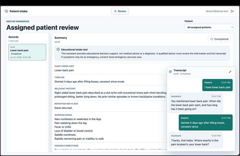 Patient Intake Assistant – screenshot 5
