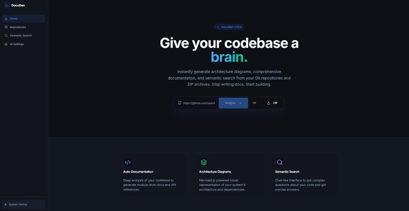 DocuGen — AI Repository Intelligence – screenshot 1
