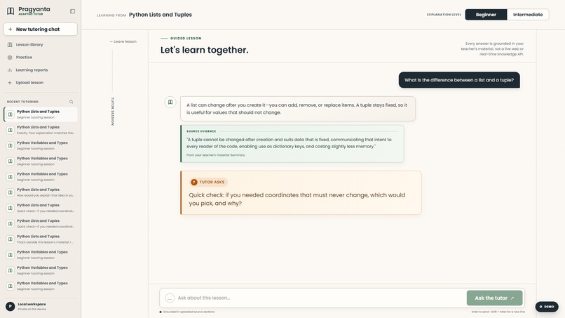 Pragyanta Tutor – Grounded AI Learning with RAG – screenshot 2