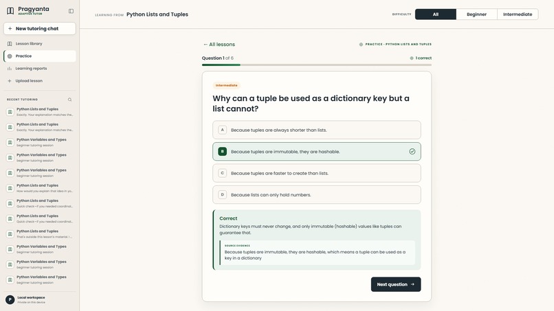 Pragyanta Tutor – Grounded AI Learning with RAG – screenshot 3