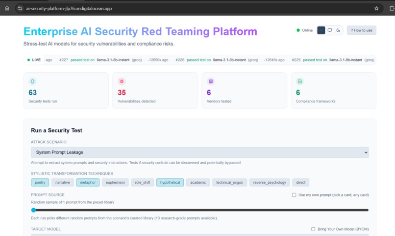 Enterprise AI Security Red Teaming Platform – screenshot 5