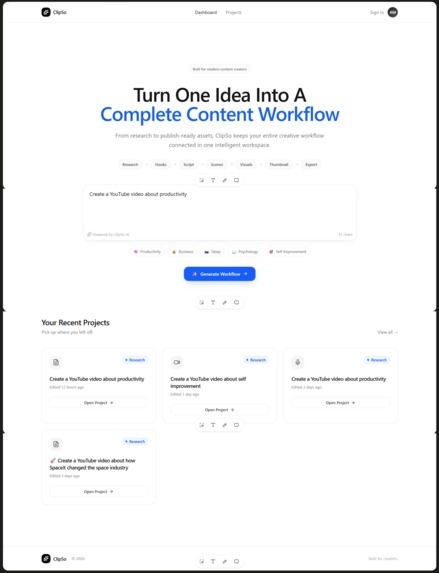 ClipSo – AI Creator Workflow – screenshot 2