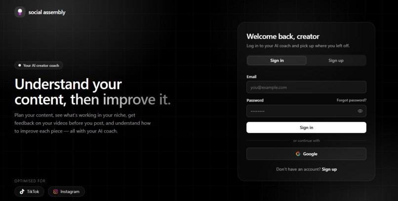 Social Assembly AI Coach for Creators  – screenshot 1