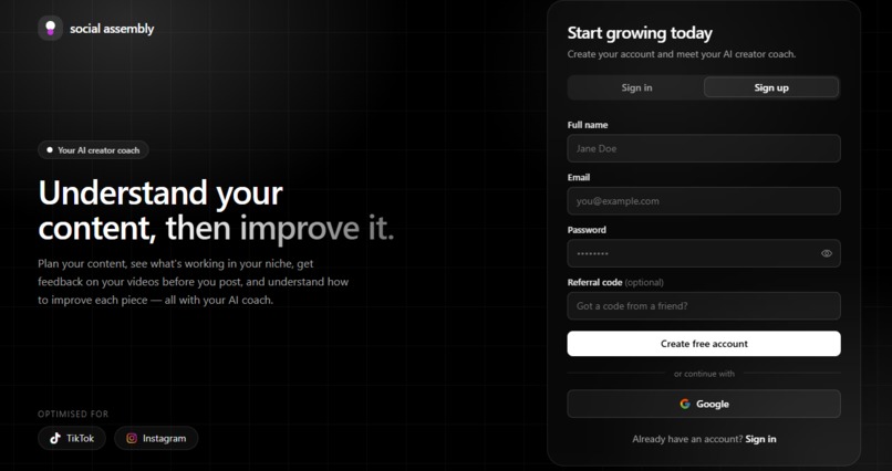 Social Assembly AI Coach for Creators  – screenshot 2