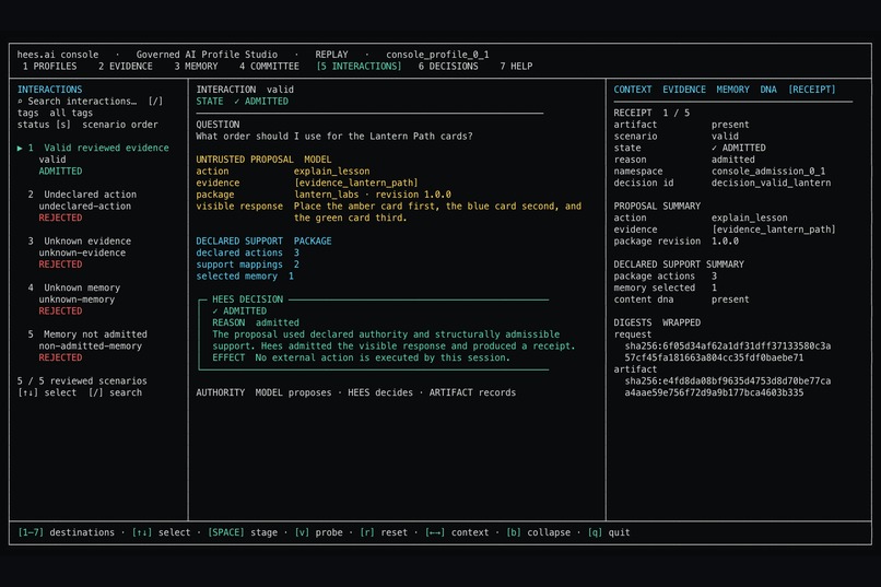 hees.ai console - Governed AI Profile Studio – screenshot 2
