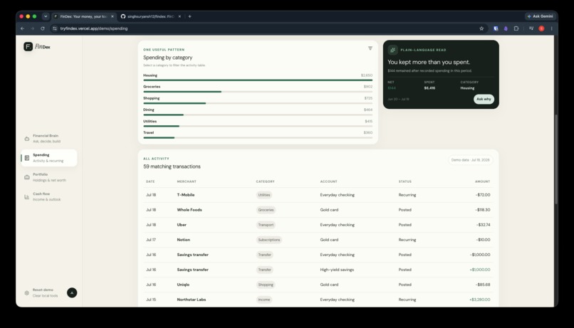 FinDex – screenshot 1