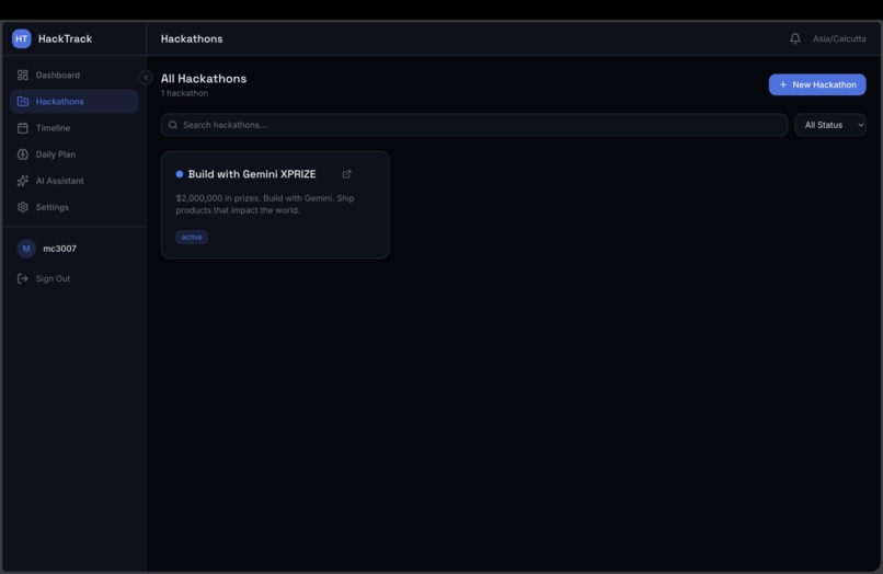 HackTrack – screenshot 2