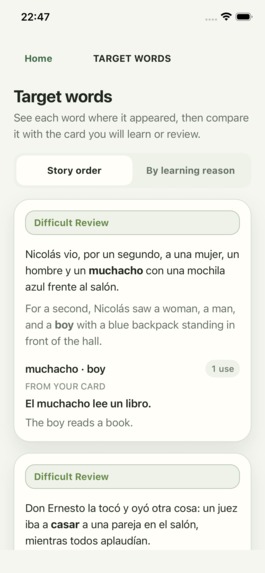 Figtree: Truly Personalised Spanish Input and Vocab Learning – screenshot 5