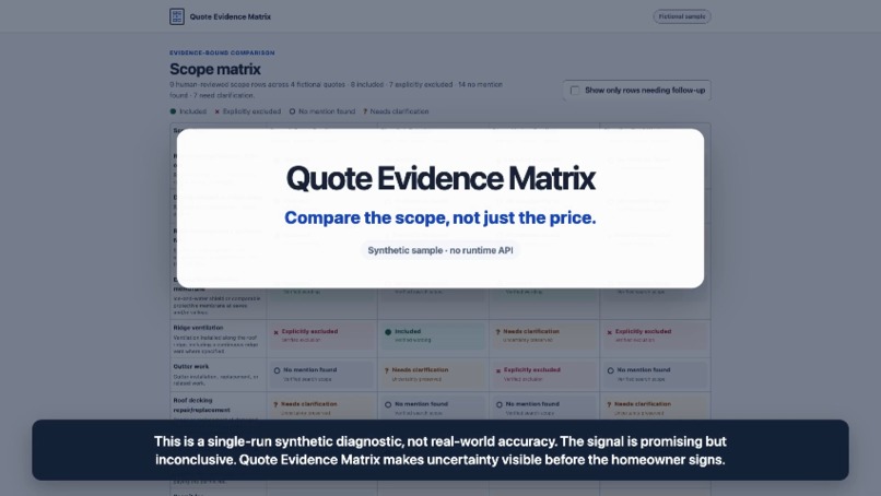 Quote Evidence Matrix – screenshot 1