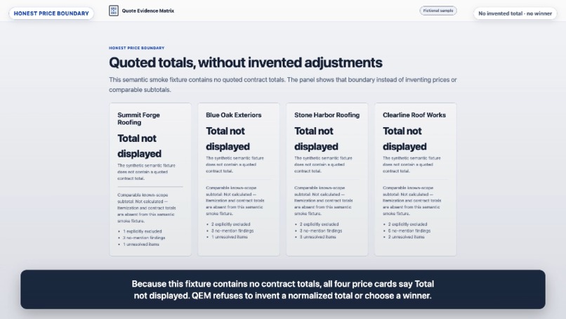 Quote Evidence Matrix – screenshot 2
