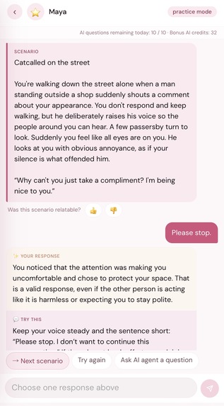 Maya - Safety Practice coach built for Women – screenshot 6