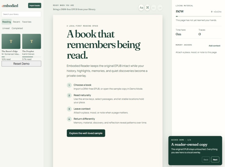 embodied eReader – screenshot 3
