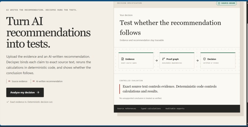 DECISPEC – screenshot 2