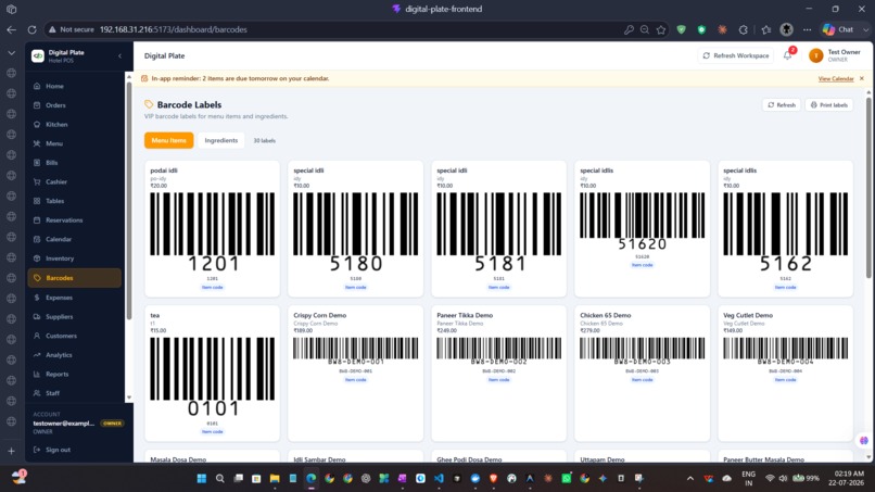 DigitalPlate Restaurant Operations Copilot SaaS  – screenshot 6