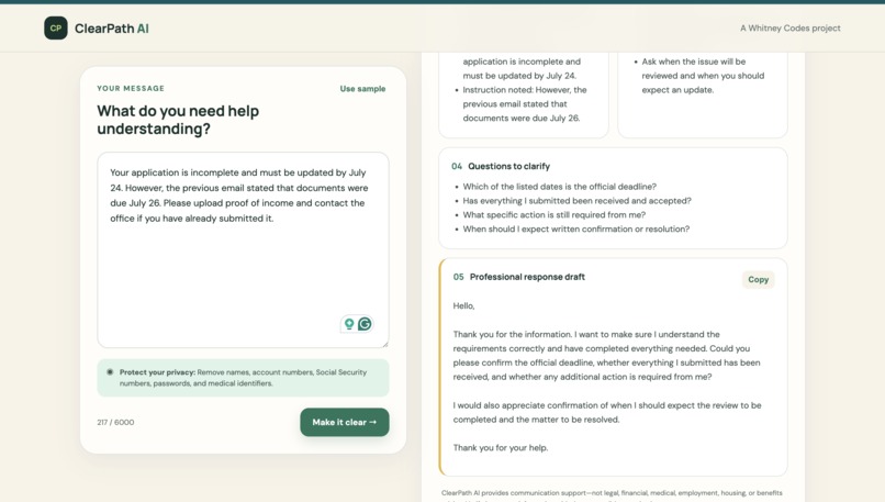 ClearPath AI – screenshot 1