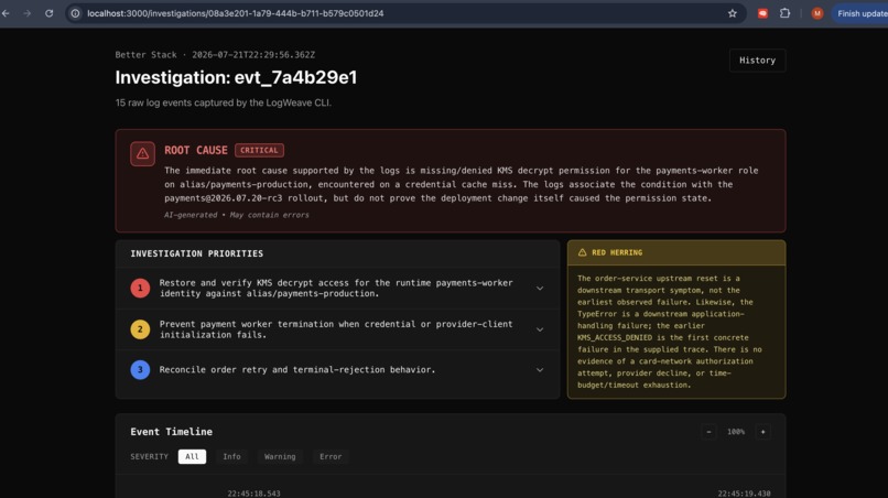 LogWeave - distributed log tracer powered with AI – screenshot 3
