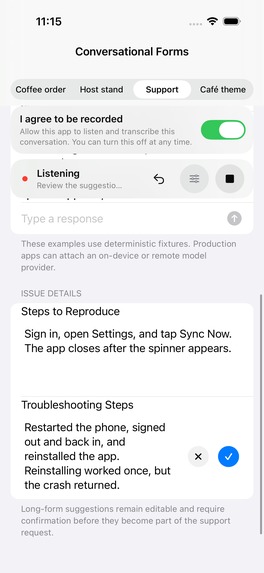 Conversational Forms - A SwiftUI Package to Make Forms Great – screenshot 2